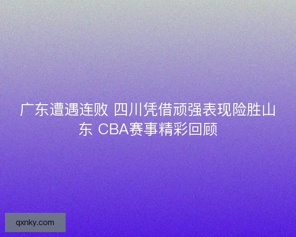 广东遭遇连败 四川凭借顽强表现险胜山东 CBA赛事精彩回顾